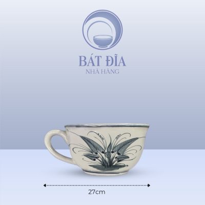 Kích Thước Cốc Thấp Quai C Men Rạn Vẽ Chuồn Xanh