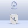 Cốc Trà Men Kem Vẽ Cá Xanh