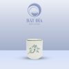 Cốc Trà Men Kem Vẽ Sen Xanh