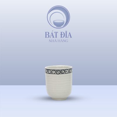 Cốc Trà Xanh Men Trắng Vẽ Hoa Dây
