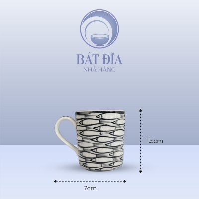 Kích Thước Cốc Trụ Có Quai Men Trắng Vẽ Cá Đàn