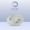 Đĩa Bầu Dục Men Kem Vẽ Sen Nâu