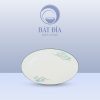 Đĩa Bầu Dục Men Kem Vẽ Sen Xanh