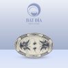 Đĩa Bầu Dục Men Rạn Vẽ Chuồn Xanh