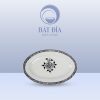 Đĩa Bầu Dục Men Trắng Vẽ Hoa Dây