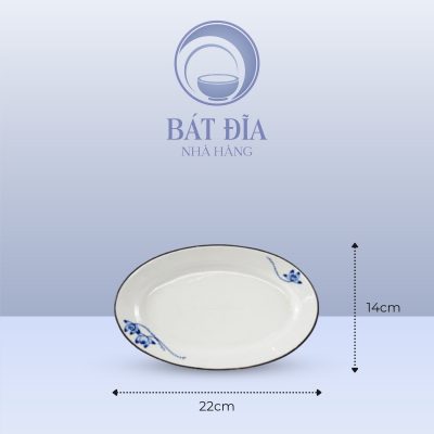 Kích Thước Đĩa Bầu Dục Men Trắng Vẽ Sen Lam