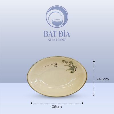 Kích Thước Đĩa Bầu Dục Men Xanh Đào Chuồn