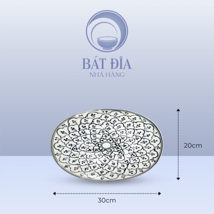 Kích Thước Đĩa Bầu Dục Men Xanh Hoa Bèo