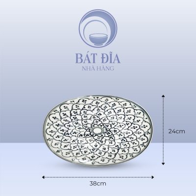 Kích Thước Đĩa Bầu Dục Men Xanh Hoa Bèo