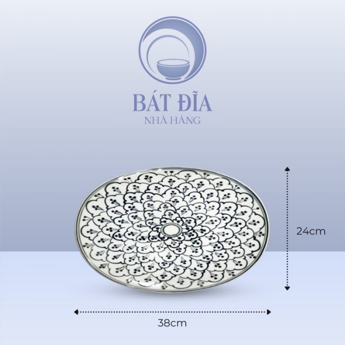 Kích Thước Đĩa Bầu Dục Men Xanh Hoa Bèo