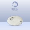 Đĩa Bầu Dục Múi Men Kem Vẽ Sen Nâu