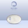 Đĩa Bầu Múi Men Trắng Vẽ Sen Lam