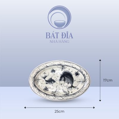 Kích Thước Đĩa Bầu Dục Men Nâu Cá Chép