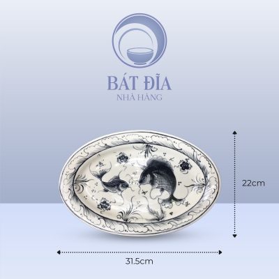 Kích Thước Đĩa Bầu Dục Men Nâu Cá Chép