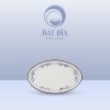 Đĩa Bầu Dục Sâu Lòng Men Trắng Vẽ Sen Lam