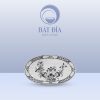 Đĩa Bầu Dục Men Trắng Vẽ Hoa Sen Đen
