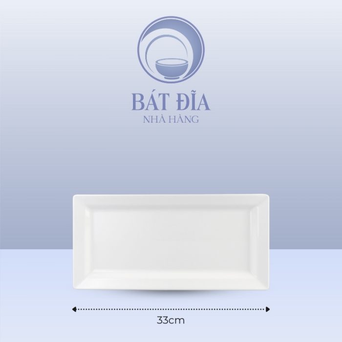 Kích Thước Đĩa Chữ Nhật Ảo Melamine Trắng