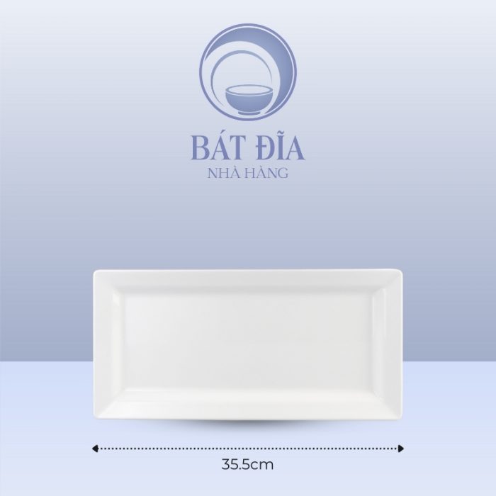 Kích Thước Đĩa Chữ Nhật Ảo Melamine Trắng