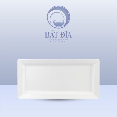 Đĩa Chữ Nhật Ảo Melamine Trắng