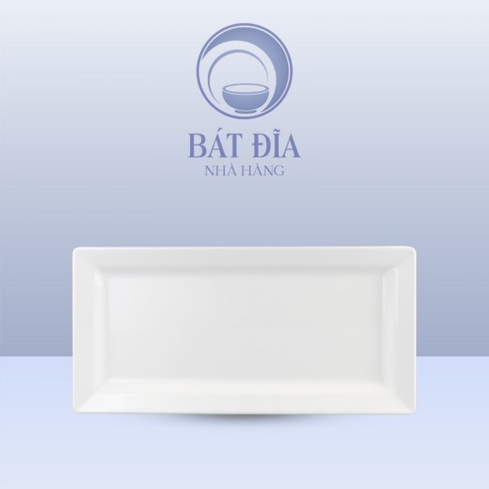 Đĩa Chữ Nhật Ảo Melamine Trắng