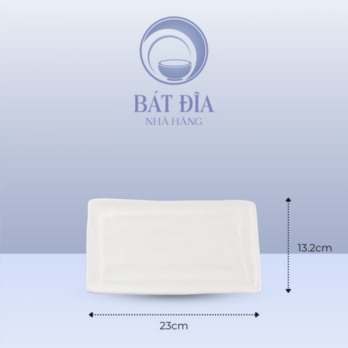 Kích Thước Đĩa Chữ Nhật Bo Góc Melamine Trắng