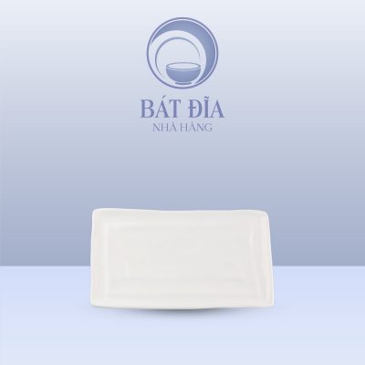 Đĩa Chữ Nhật Bo Góc Melamine Trắng