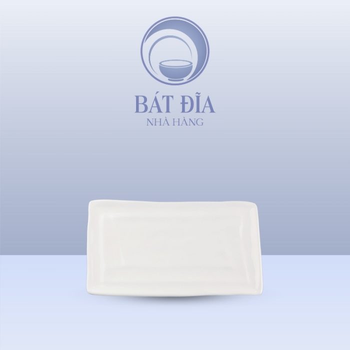 Đĩa Chữ Nhật Bo Góc Melamine Trắng