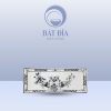 Đĩa Chữ Nhật Dài Men Trắng Vẽ Hoa Sen Đen
