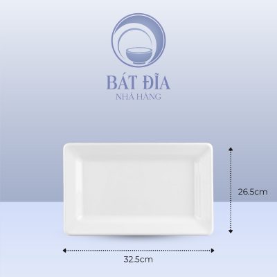 Kích Thước Đĩa Chữ Nhật Dày Cạnh Melamine Trắng