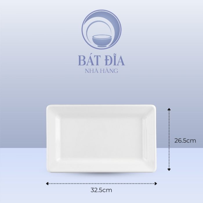 Kích Thước Đĩa Chữ Nhật Dày Cạnh Melamine Trắng