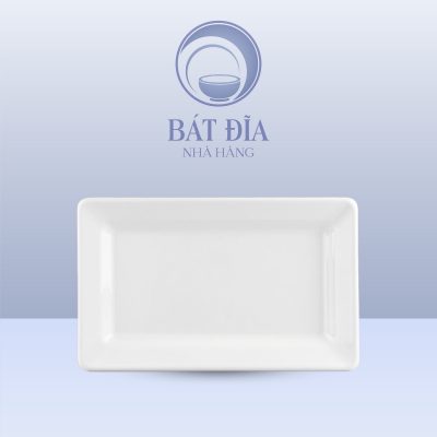 Đĩa Chữ Nhật Dày Cạnh Melamine Trắng