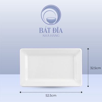 Kích Thước Đĩa Chữ Nhật Dày Cạnh Melamine Trắng