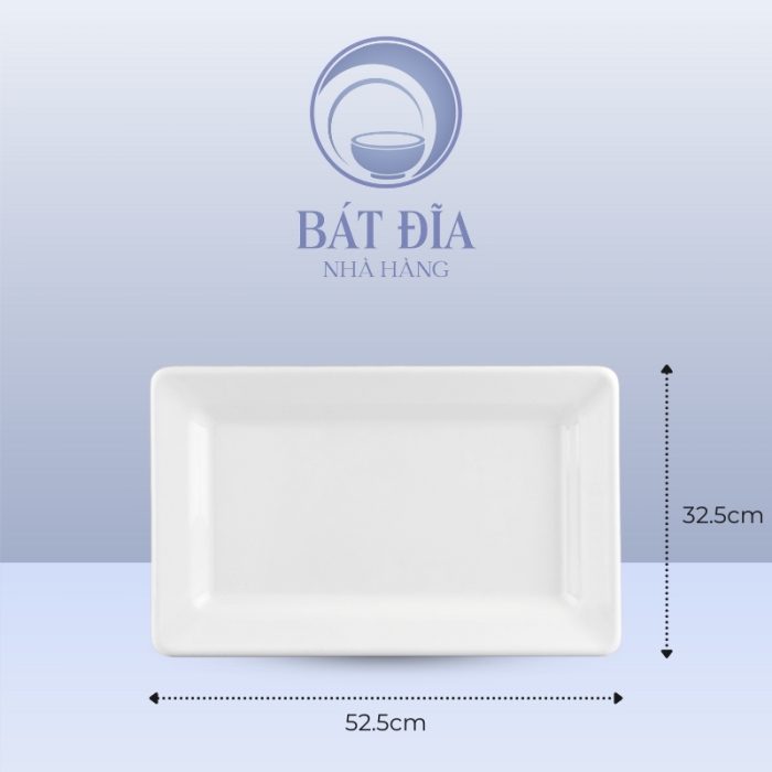 Kích Thước Đĩa Chữ Nhật Dày Cạnh Melamine Trắng