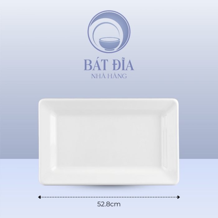 Kích Thước Đĩa Chữ Nhật Dày Cạnh Melamine Trắng