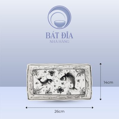 Kích Thước Đĩa Chữ Nhật Lượn Men Nâu Cá Chép