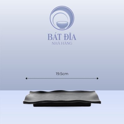 Kích Thước Đĩa Chữ Nhật Lượn Sóng Melamine Đen