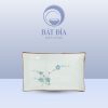 Đĩa Chữ Nhật Men Kem Hoa Đào Xanh