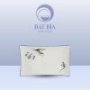 Đĩa Chữ Nhật Men Kem Vẽ Sen Nâu