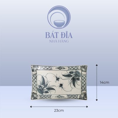 Kích Thước Đĩa Chữ Nhật Men Rạn Vẽ Chuồn Xanh