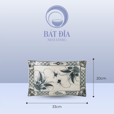 Kích Thước Đĩa Chữ Nhật Men Rạn Vẽ Chuồn Xanh