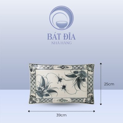 Kích Thước Đĩa Chữ Nhật Men Rạn Vẽ Chuồn Xanh