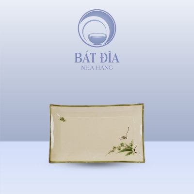 Đĩa Chữ Nhật Men Xanh Đào Chuồn