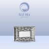 Đĩa Chữ Nhật Miệng Lượn Men Trắng Vẽ Cá Đàn