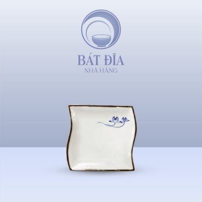 Đĩa Dải Lụa Men Trắng Vẽ Sen Lam