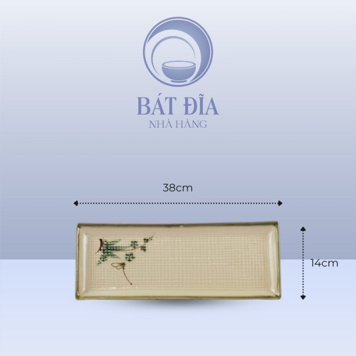 Kích Thước Đĩa Dài Men Xanh Đào Chuồn
