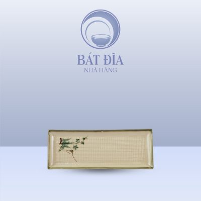 Đĩa Dài Men Xanh Đào Chuồn