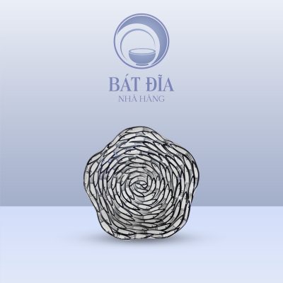 Đĩa Hoa 2 Men Trắng Vẽ Cá Đàn