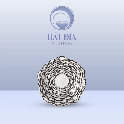 Đĩa Hoa 3 Men Trắng Vẽ Cá Đàn