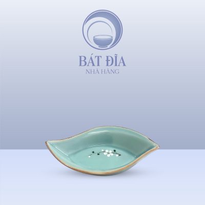 Đĩa Hoa Khế Men Lam Hoa Đào Trắng