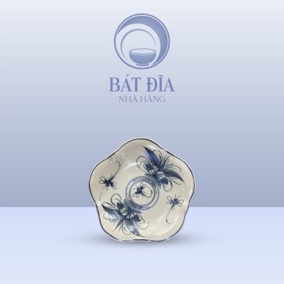 Đĩa Hoa Men Rạn Vẽ Chuồn Xanh